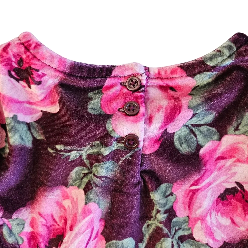 2021 Gymboree Girls Rose Velour Skater Dress Royal Princess Long Sleeve‎ Size 7